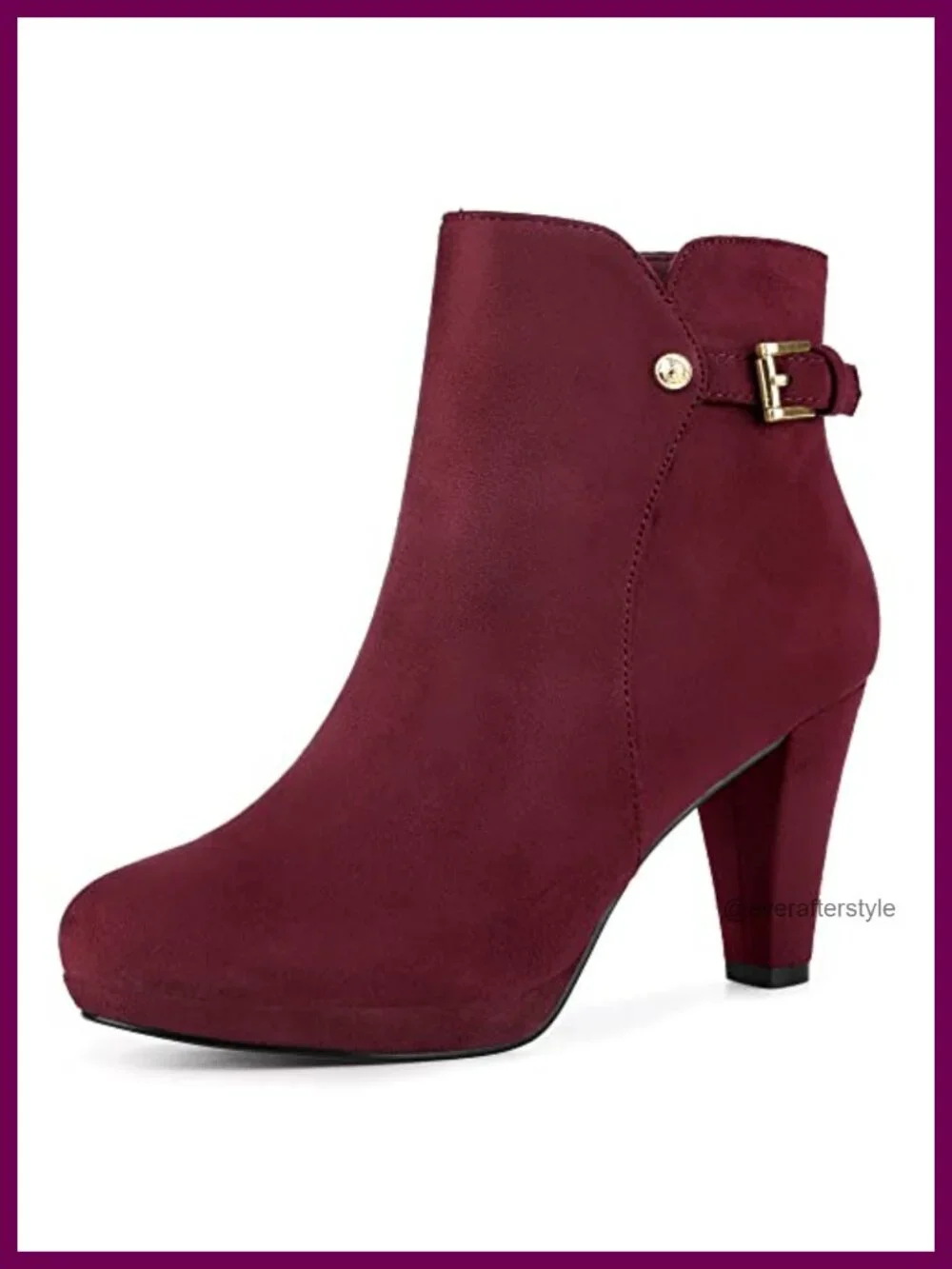 Faux Suede Platform Ankle Booties Chunky Heel Side Zip